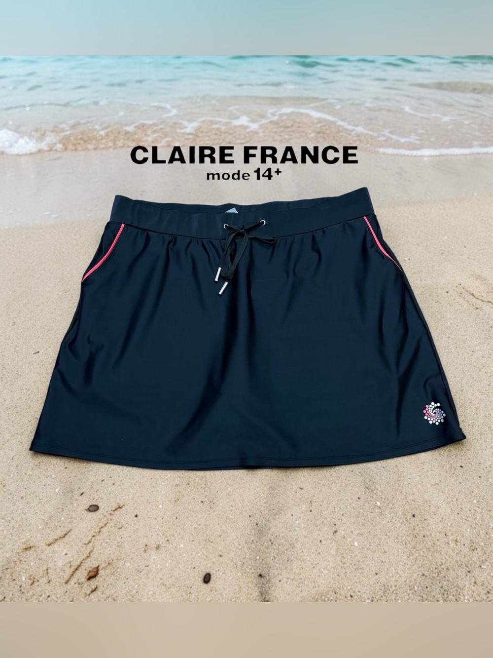 NEW, Claire France14+ / 2X / Black Swim Skort / Plus Size Swim Skirt Shorts